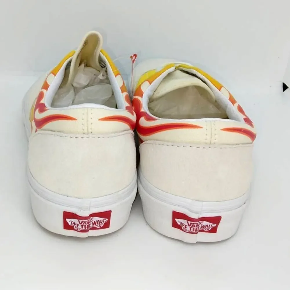 VANS Era /Flame Women's NEW w/Tags White & Flames Designer Sneakers - sz. 9 1/2